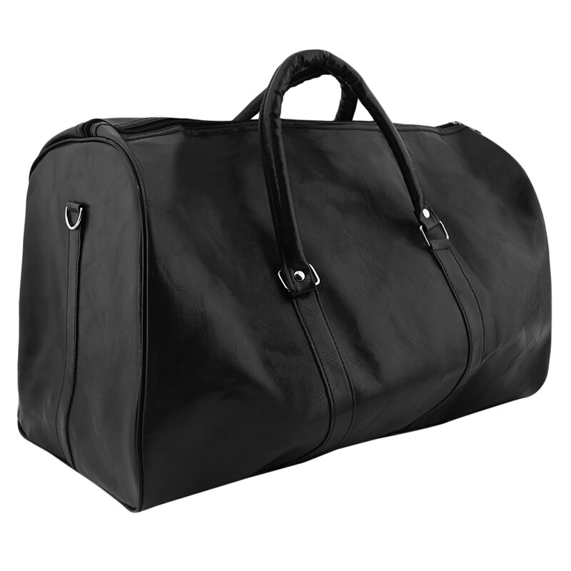 Bærbar damer rejsetaske pu stor kapacitet vandtæt kortdistance bagage taske mænd sport fitness håndtaske: Sort