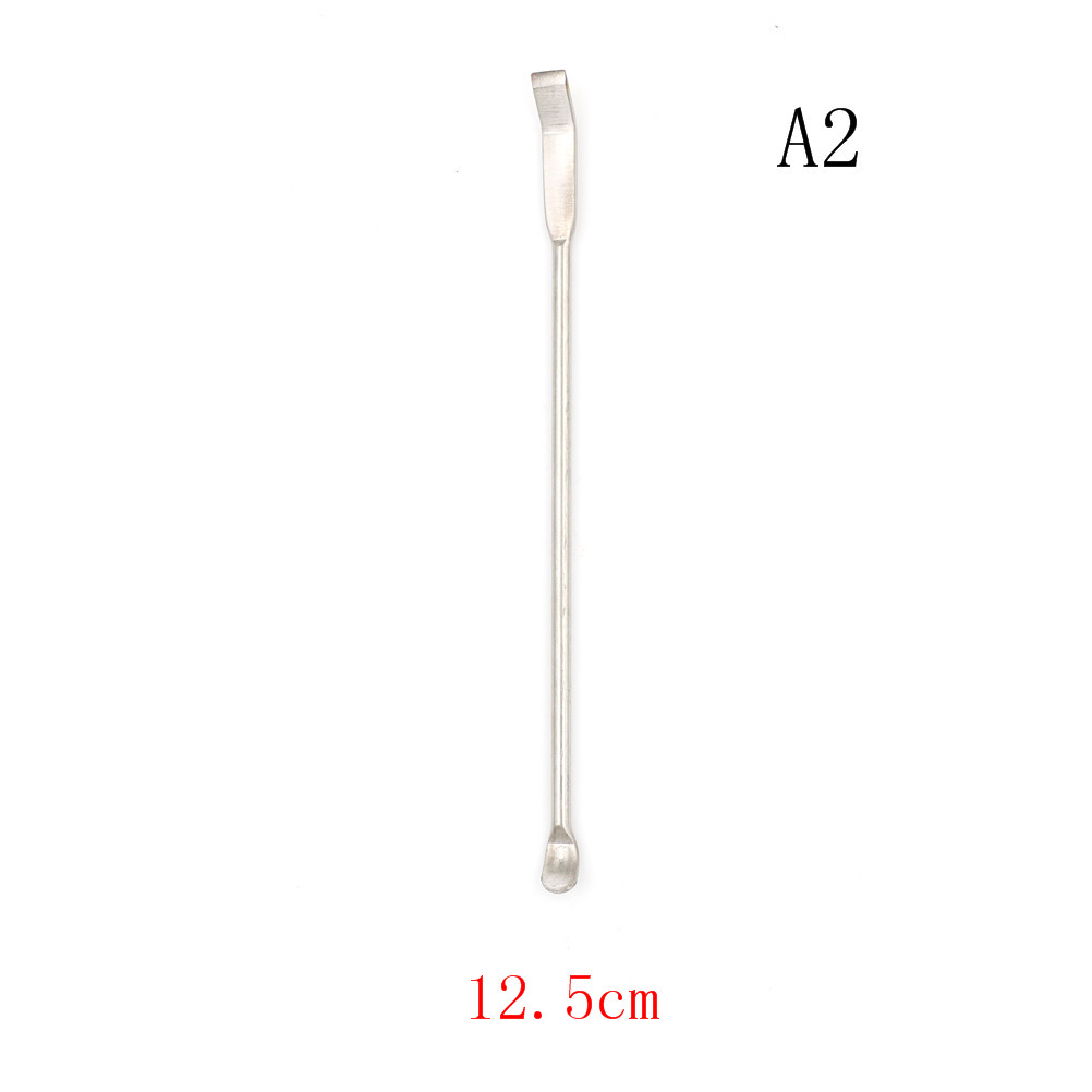 Micro espátula de laboratorio de acero inoxidable, cuchara de medicina en forma de U, cuchara de tubo NMR para farmacia: Caqui oscuro