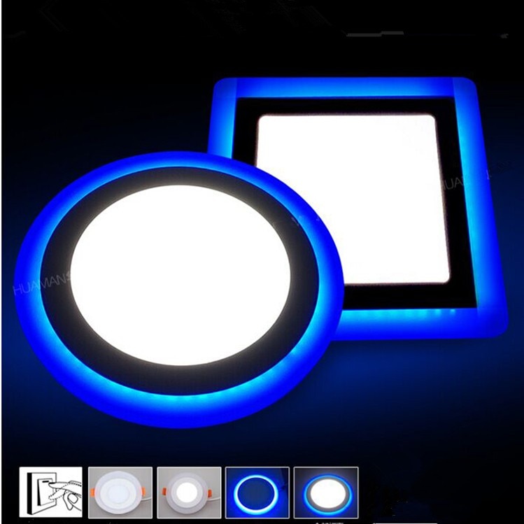6W 9W 16W 24W Led Plafond Verzonken Paneel Painel Lamp Huisdecoratie Rond Vierkant Led Paneel Downlight Blauw + Wit 2 Kleuren