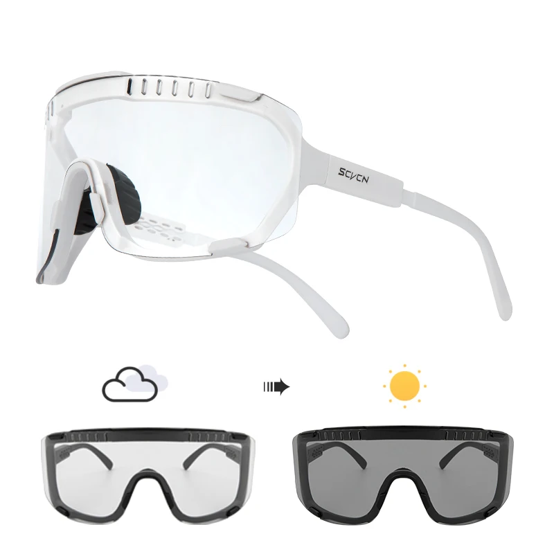 SCVCN Photochromic Sunglasses for Men Cycling Glasses Mountain Bike Road Bicycle Eyewear Pock Cycle Goggles UV400 MTB Biking: Brown