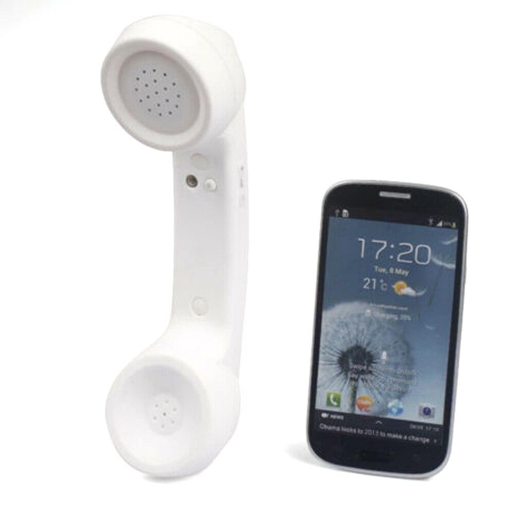 Håndholdt trådløs bluetooth retro telefonhåndsæt lydmodtager megafon strålingssikker håndsætmodtagere til mobiltelefon: Hvid
