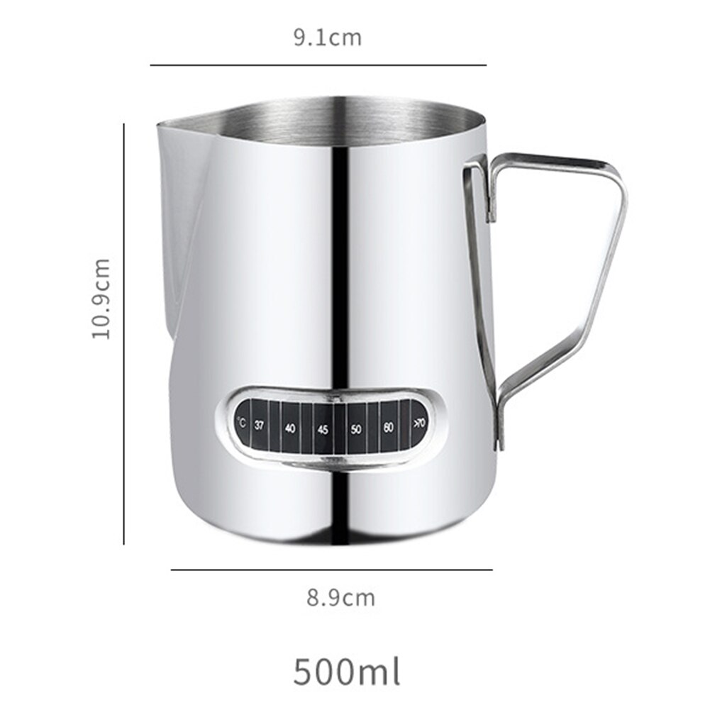 Espressokopper latte art mælkeskummekande 600ml rustfrit stål mælkekaffe skummekop køkkenhåndværk med termometer