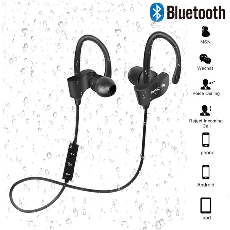 Draadloze Bluetooth Koptelefoon Sport Oordopjes Stereo Headset Met Microfoon Oorhaakje Oorhaak Hoofdtelefoon Handsfree Oortelefoon Voor Smartphones