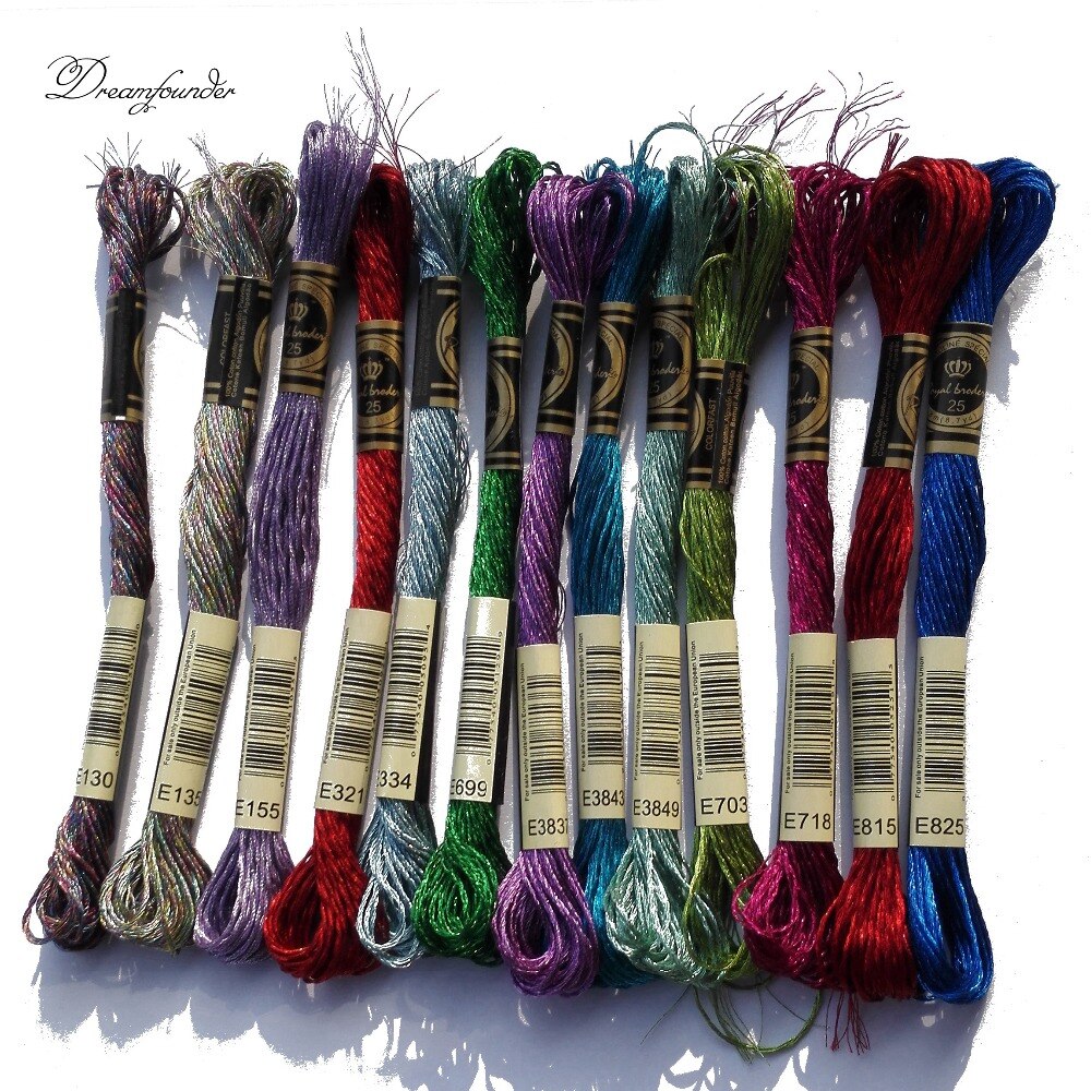 Hilos metálicos para bordar, efectos de joyas, E815 E3849, punto de cruz, mismo color que DMC, bordado a mano, costura artesanal, 1 Uds.