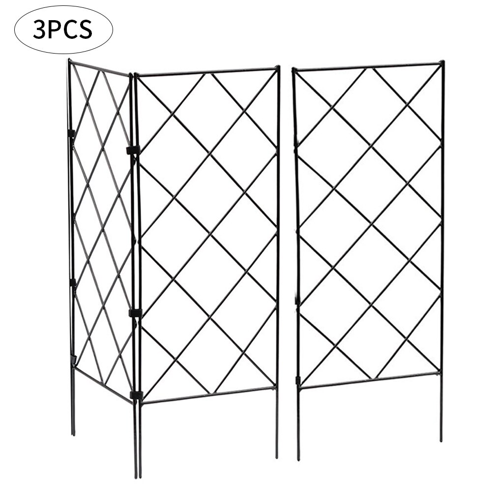3 stk plante klatring espalier ramme hage blomst plante voksende støtte metall jern espalier vegg sammenleggbar espalierbrakett svart