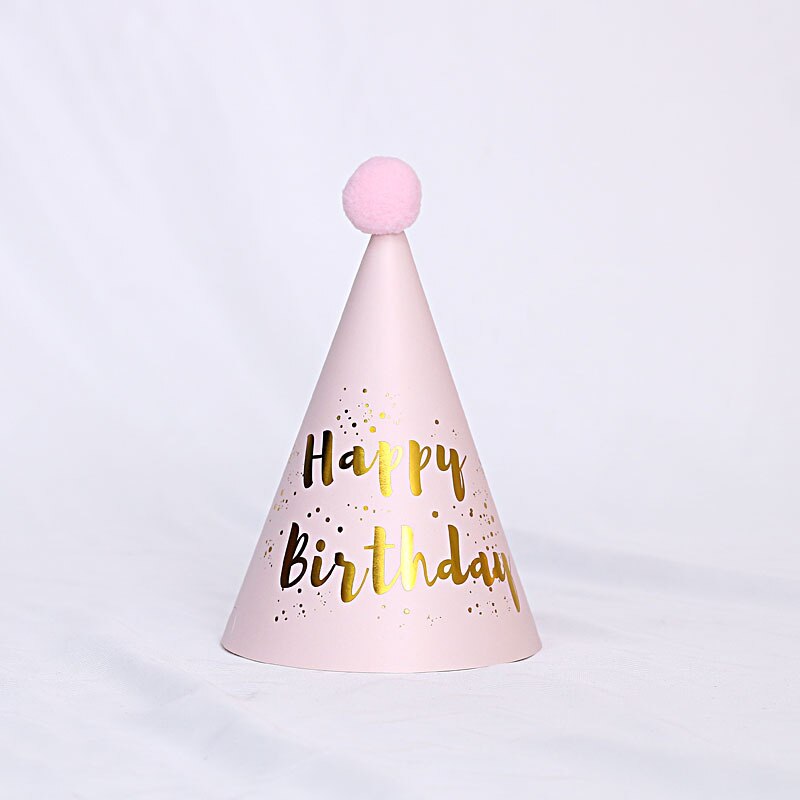 Kinderen Verjaardag Hoed Gelukkige Verjaardag Papier Hoeden Cap Prins Prinses Kroon Partij Decoratie Voor Jongen Meisje Verjaardagsfeestje Decoraties: pink happy brithday