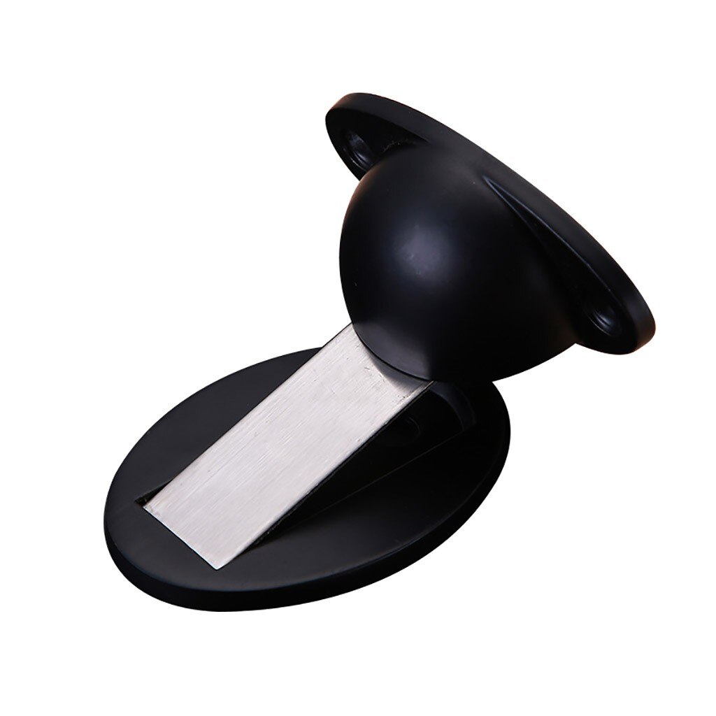 Tope de puerta pomo de pared Protector magnético Invisible soporte tapón de aleación de Zinc Tope de puerta Anti-colisión soporte montado en el suelo: Black
