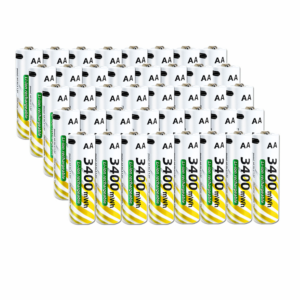 1.5V AA 3400mWh + AAA 900mWh Rechargeable Lithium Battery Set with USB-C Fast Charging Type C Cable air transport