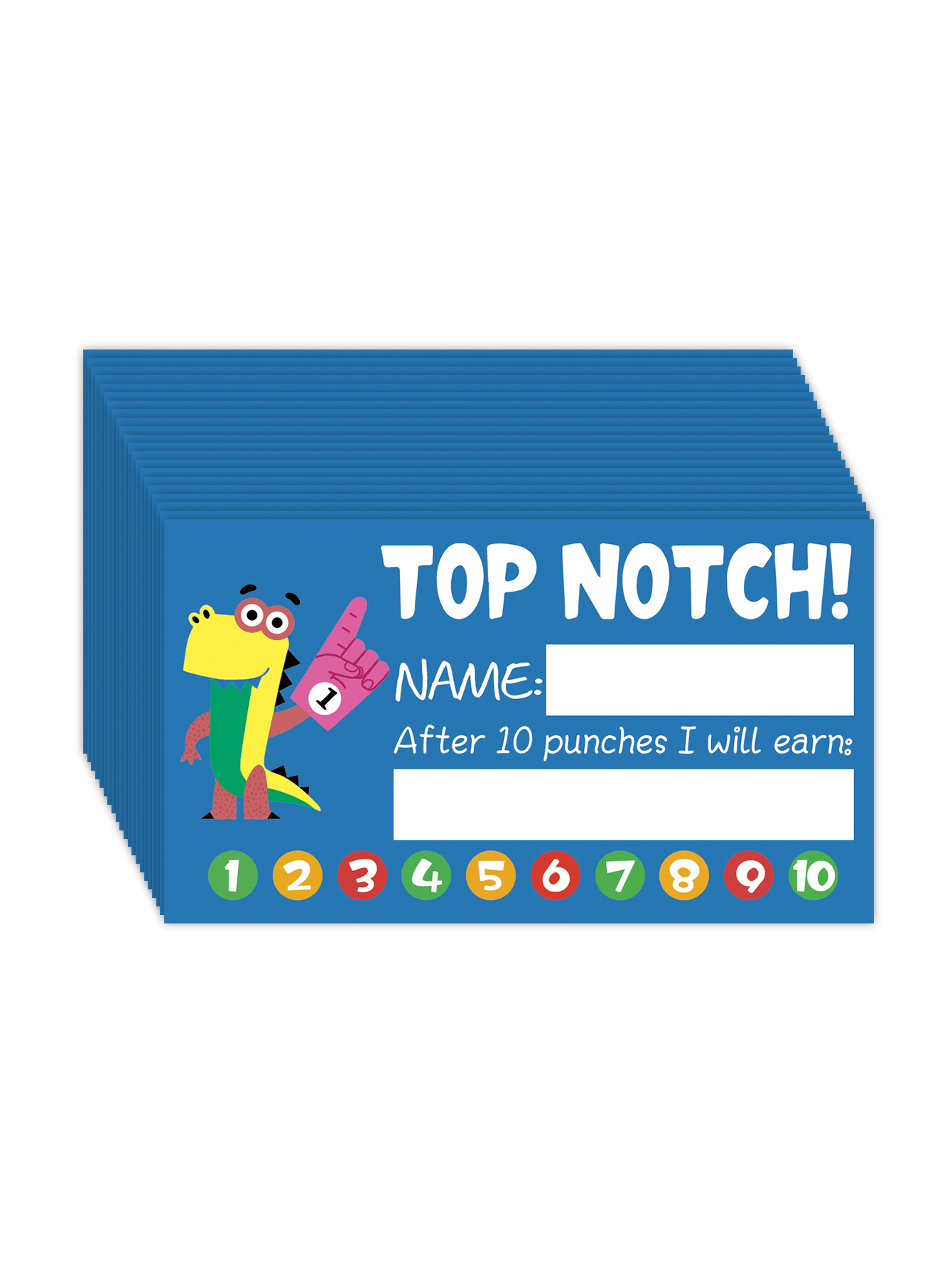 50 Uds. Tarjetas perforadas de incentivo de recompensa para niños de dibujos animados de 3,54x1,97 pulgadas para niños, estudiantes, profesores motivados, enseñanza de pequeñas empresas: Blanco