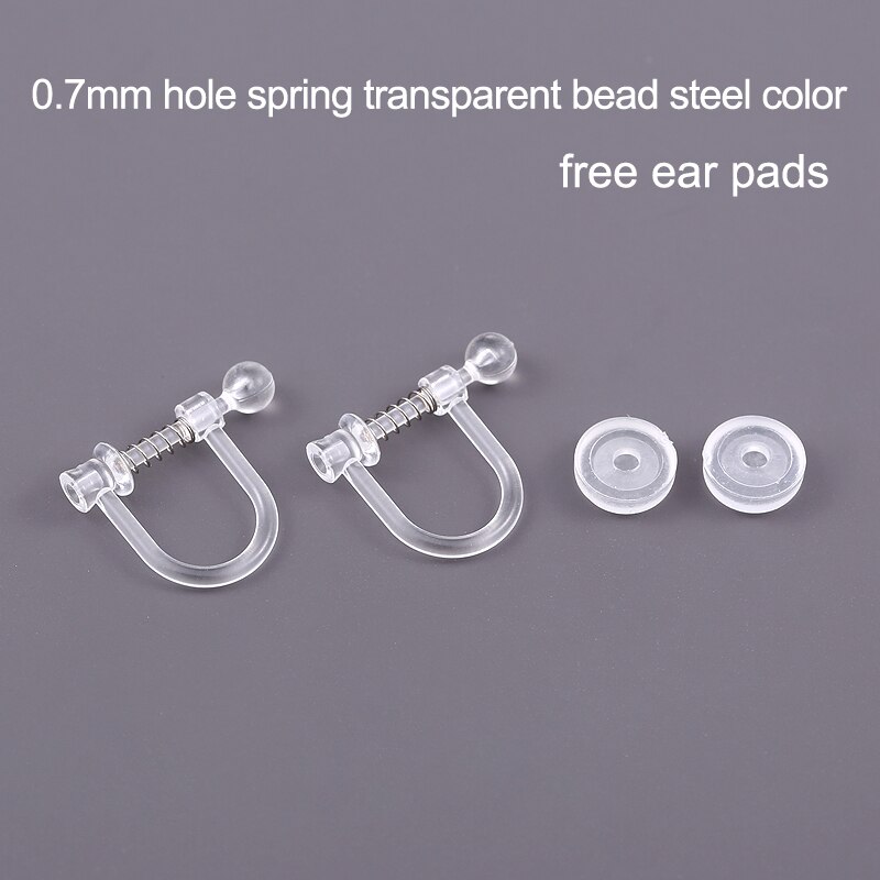 Clips para las orejas de resina transparente para mujer, aretes perforados hechos a mano, indoloro, suministros de joyería, 1 par: 1Pair TT Steel