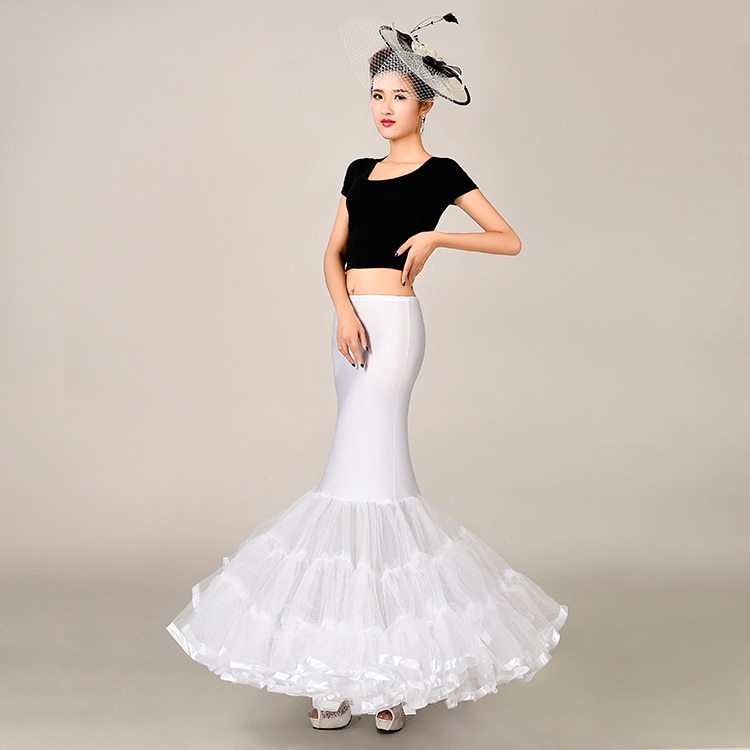 Elastische Stoff Große Fischschwanz Felsen Meerjungfrau Trompete Stil Brautkleid Petticoat Krinoline Unterhose