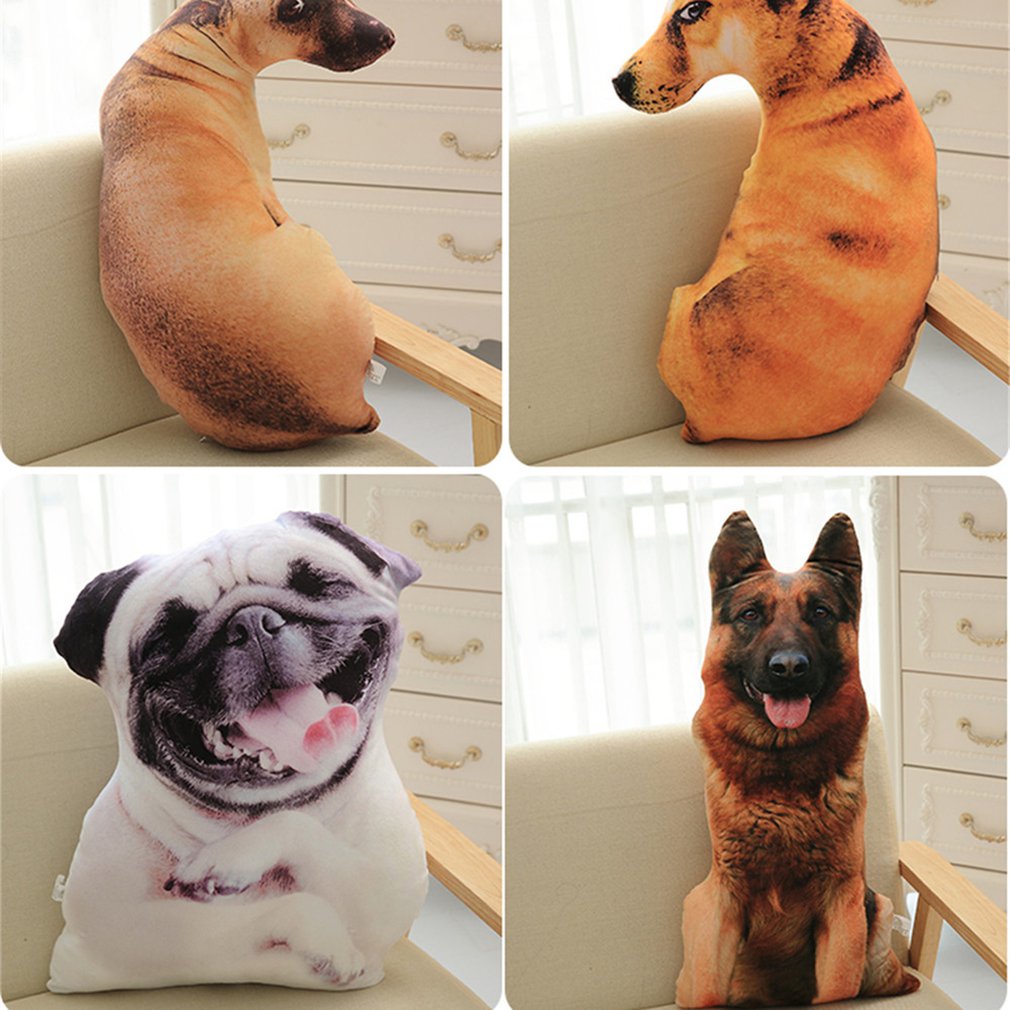Almohada de simulación 3D para perro, cojín de felpa extraíble y lavable para siesta de oficina, perro, Sharpei, Dálmata, Husky, Lobo