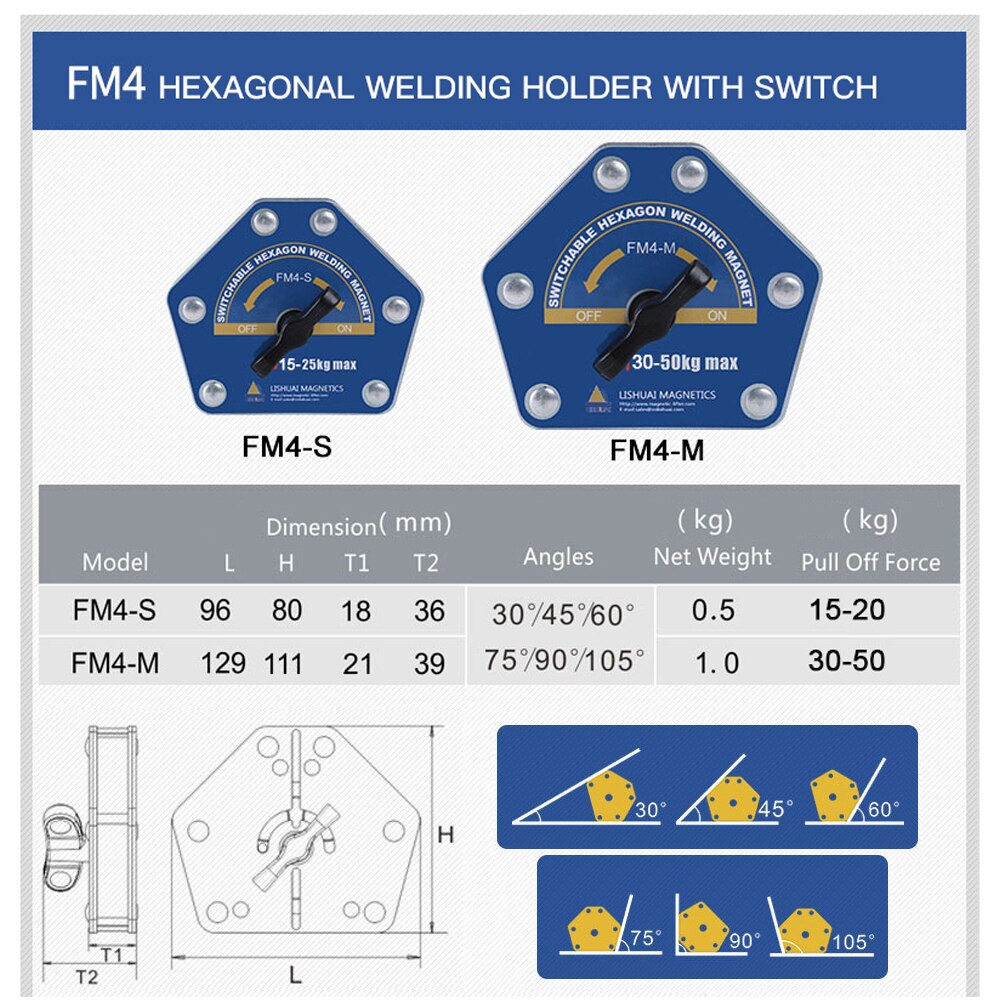 2pcs Switchable Arrow Welding Magnet On/Off Switch Arrow Magnetic Welding Holder Fixer Positioner Auxiliary Locator Tool FM1-4
