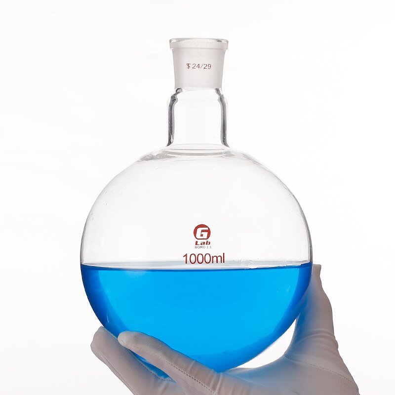 Termo de fondo redondo de un solo cuello para laboratorio, frasco de de 25ml/50ml/100ml/150ml/250ml/500ml/1000ml, calibre 24MM