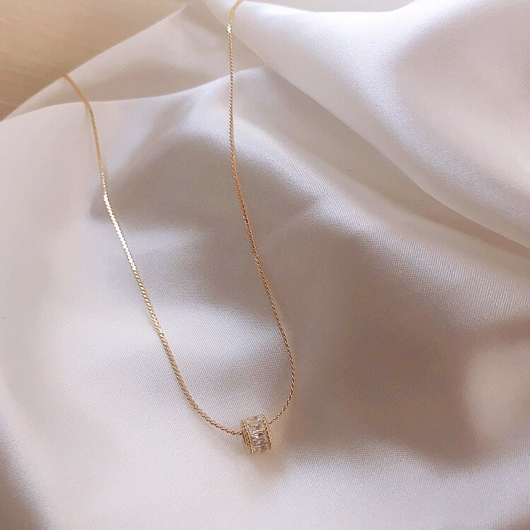 Klassieke ronde zirkoon chokers voor dames, kettingen, eenvoudige, prachtige kristallen sieraden, oorbellen: Default Title