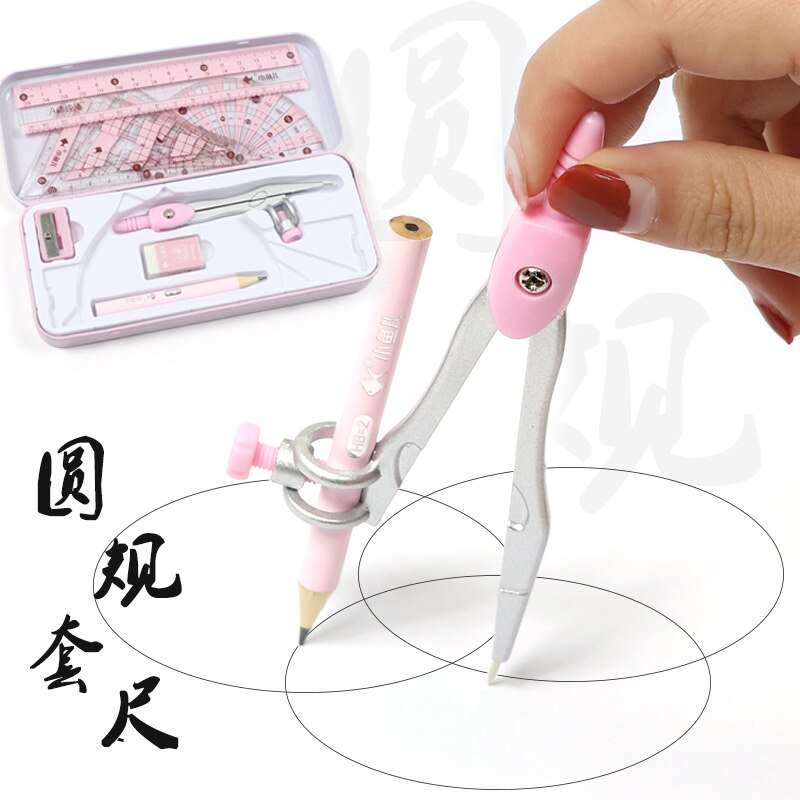 8pcs/set Compasses Ruler Stationery Set Math Geometry Protractor Drawing Tools Students School Supplies Math Ruler Students
