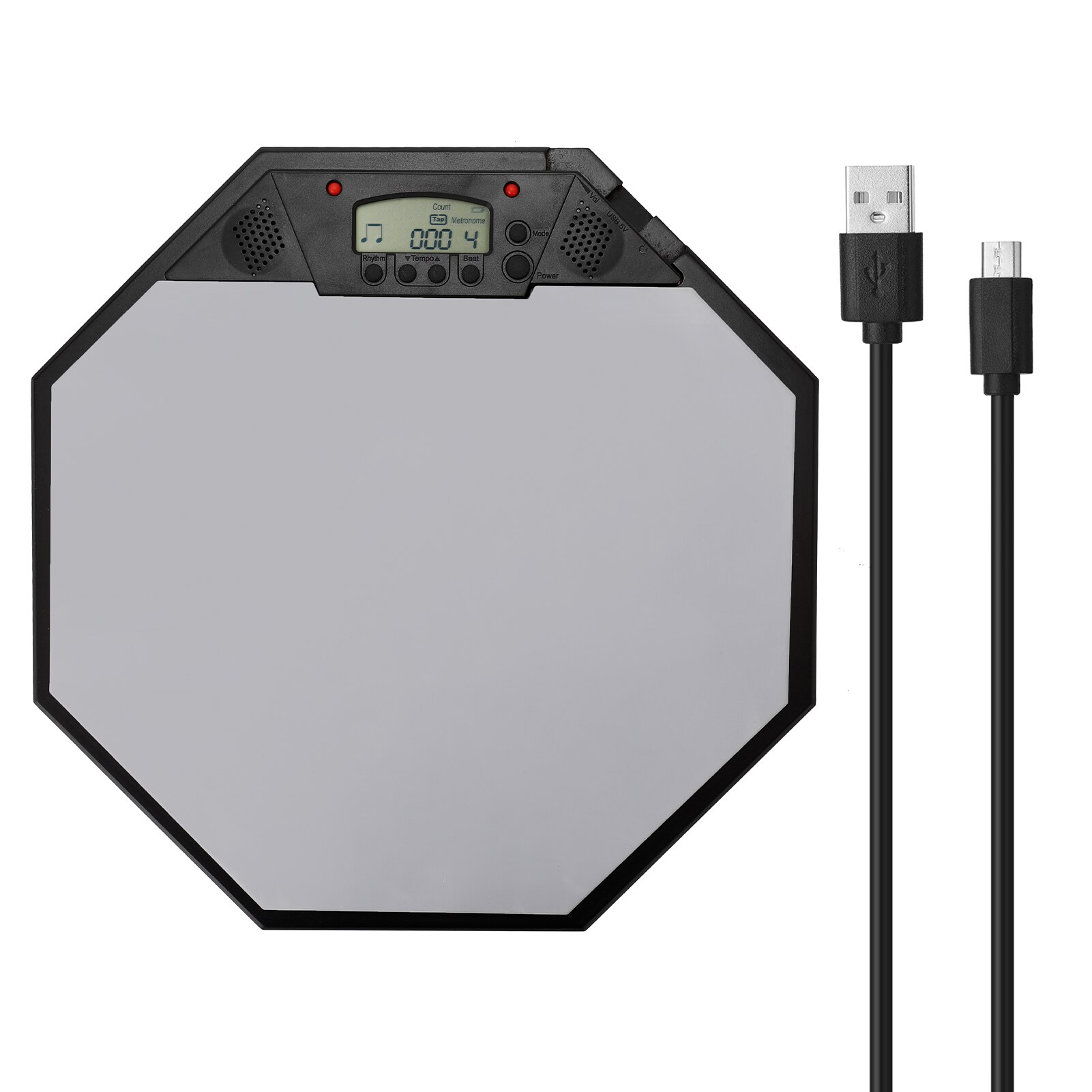 12in Rubber Pad Electronic Dumb Drum Metronome Practice Dumb Drum for Jazz Drums Exercise Training Percussion Drum Pad