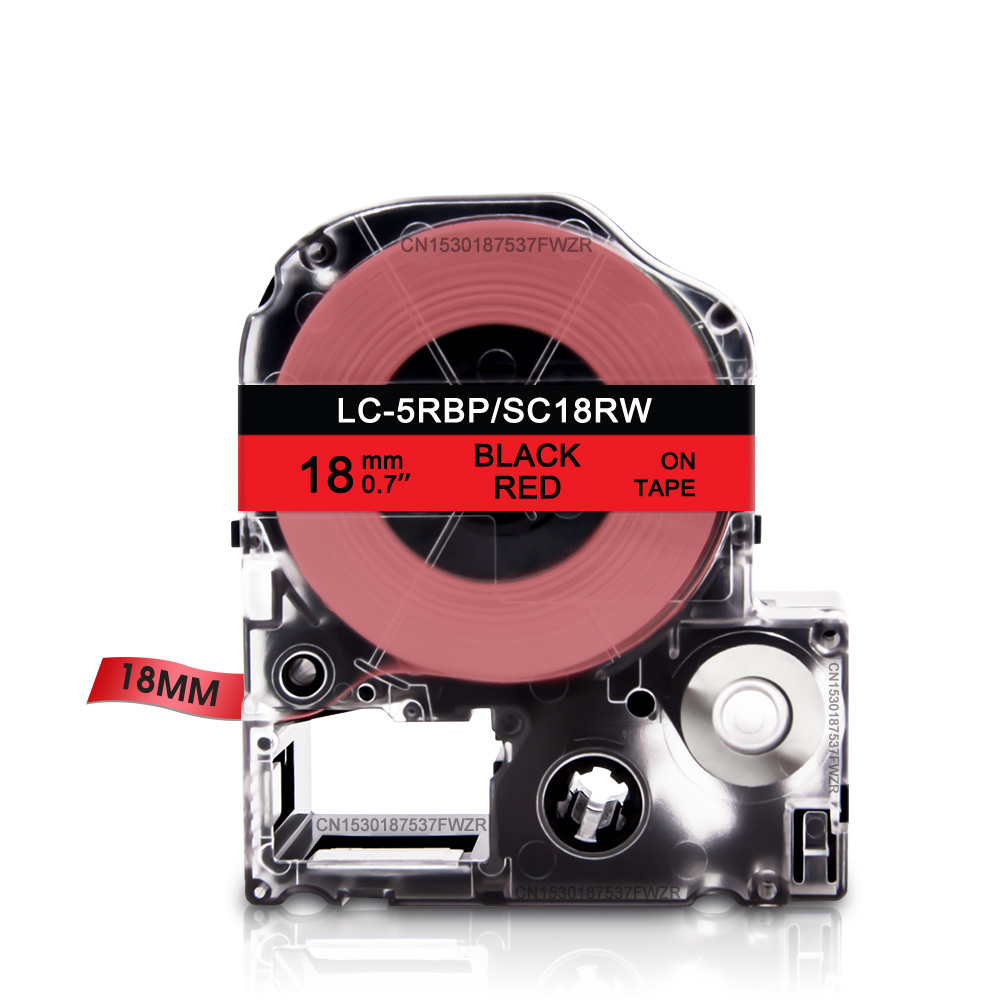 19 farben 18mm * 8m Etikett Band ST18KW SS18KW SC18YW SC18KZ SC18PW Etiketten Band für Epson König Jim tepra Profi Etikett Hersteller Drucker: Schwarz an rot