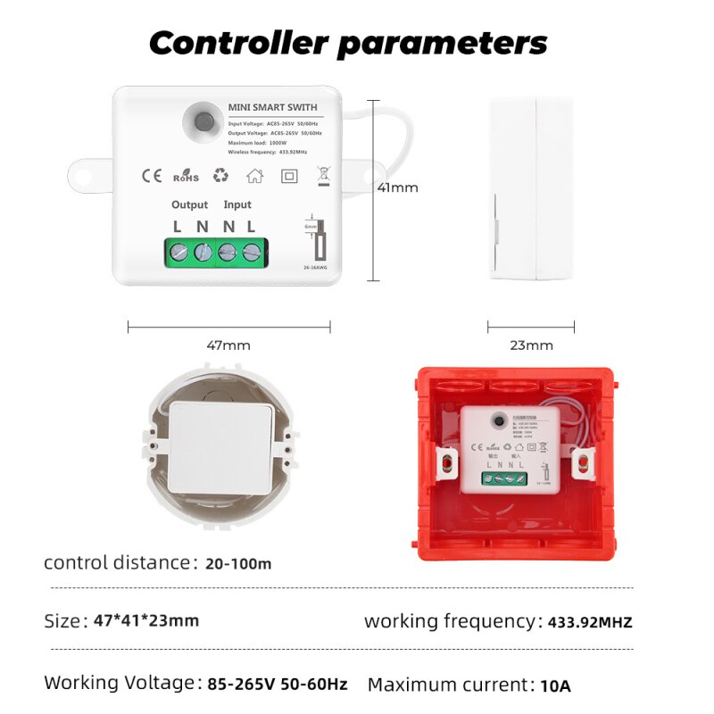 433MHZ Wireless Touch Switch 1/2/3 Gang Wall Touch Light Switch Smart Controller Module Set Switch Controller In Stock