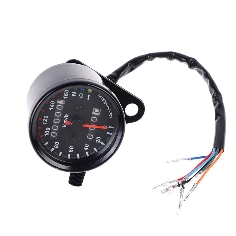 Universele Zwarte Motorfiets Dual Snelheidsmeter Kilometerteller 12V Moto Met Led Indicator