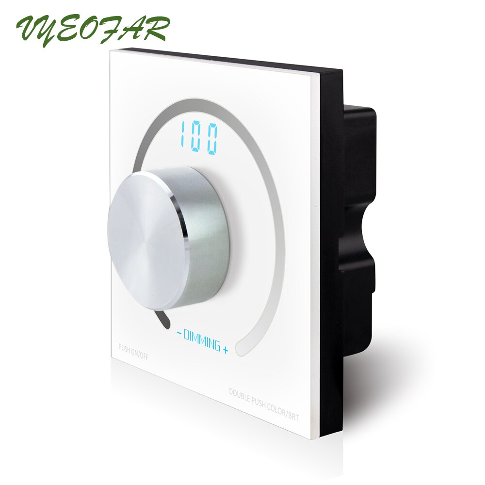 K1 Led Dimmer 12V Dimming PWM controller 12-24V Wall Mount Knob Panel Digital Display Rotary Single Color Led Strip Dimmer