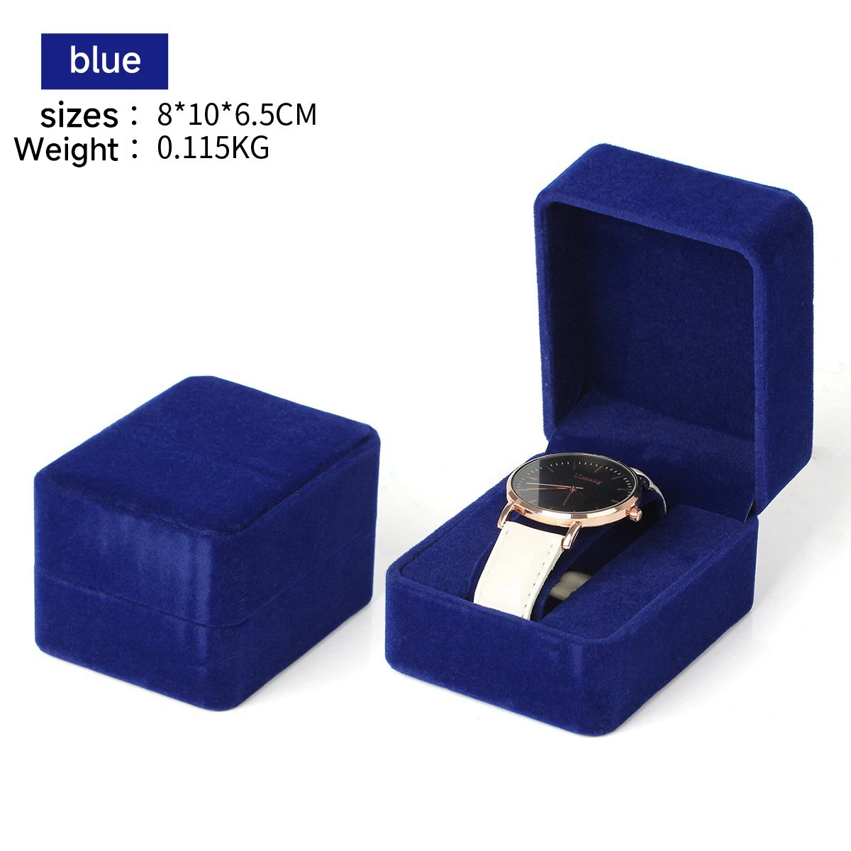 Boîte de montre velours coin rond Smartwatch horloge mallette de rangement bijoux accessoires affaires boîtes d'emballage noir rouge bleu: Marron