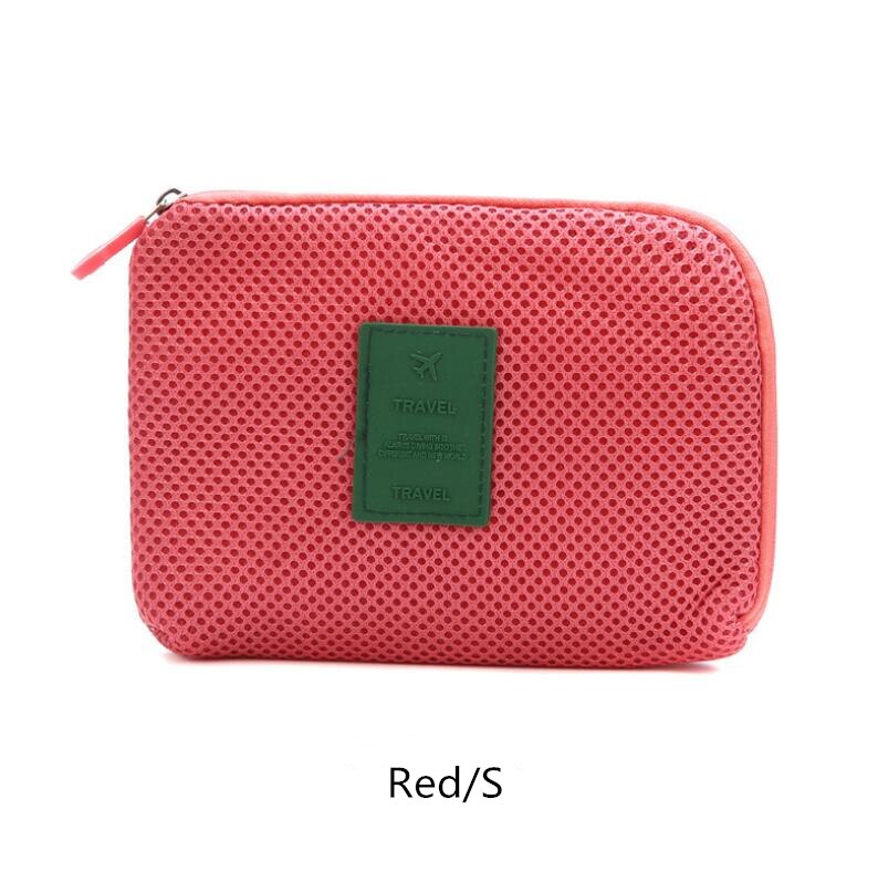 antichoc voyage numérique USB chargeur câble étui pour écouteurs maquillage cosmétique organisateur accessoires sac: Red-s