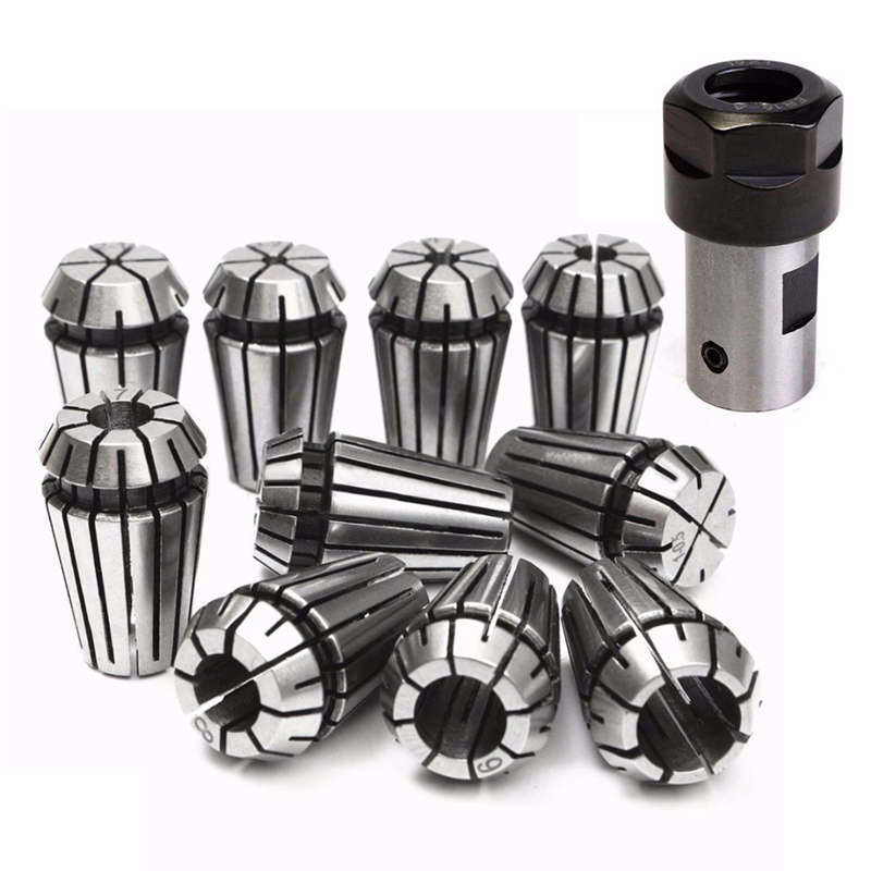 Eleg -10 stk  er16 fjærhylse + motoraksel 8mm forlengelsesstangholder cnc frese dreiebenk verktøy graveringsmaskin