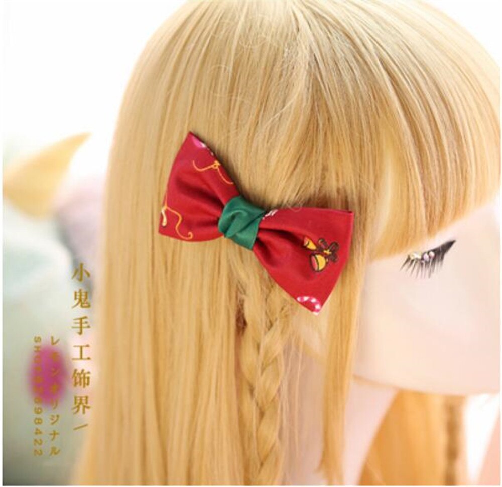 Kerst Kwastje Strik Trim Lolita Meisje Hoofddeksels Haar pin Kimono Badjas JK Haar Accessoires Decoratie Hoofdtooi B591