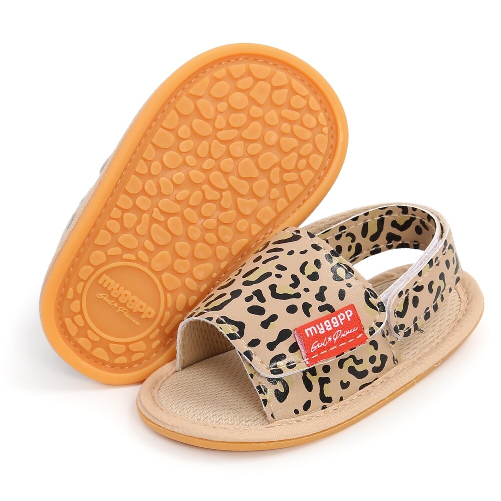 Bobora-zapatos de leopardo informales de cuero PU para verano, sandalias antideslizantes para recién nacido, primeros pasos, 0-18 meses: BW / 13-18 meses