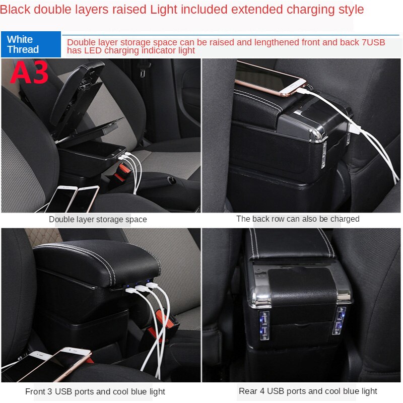 Accoudoir Console Pour Peugeot 2008 (2019-2024) - Revêtement Cuir, Rangement, Protection Anti-poussière - 6