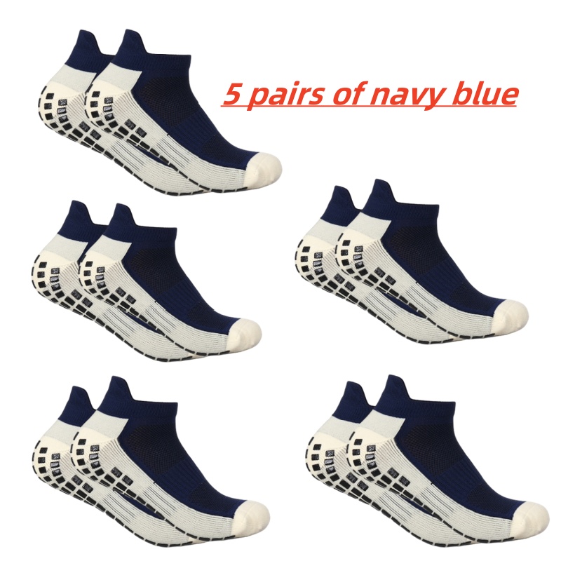 5 pairs of short men's and women's four season anti slip football socks, fitness Pilates socks, football tennis basketball sport: Verde exército