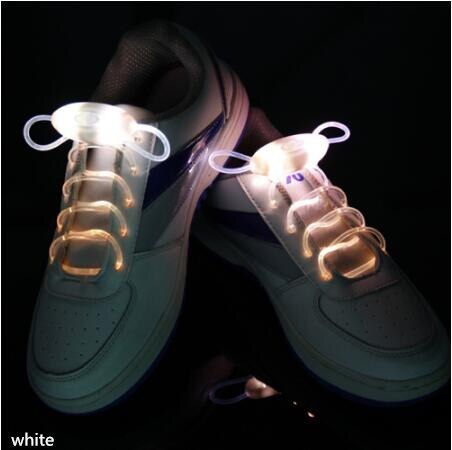 1 par 100cm led lys glød snørebånd glød stick blinkende farvet neon snørebånd lysende snørebånd fest: Hvid