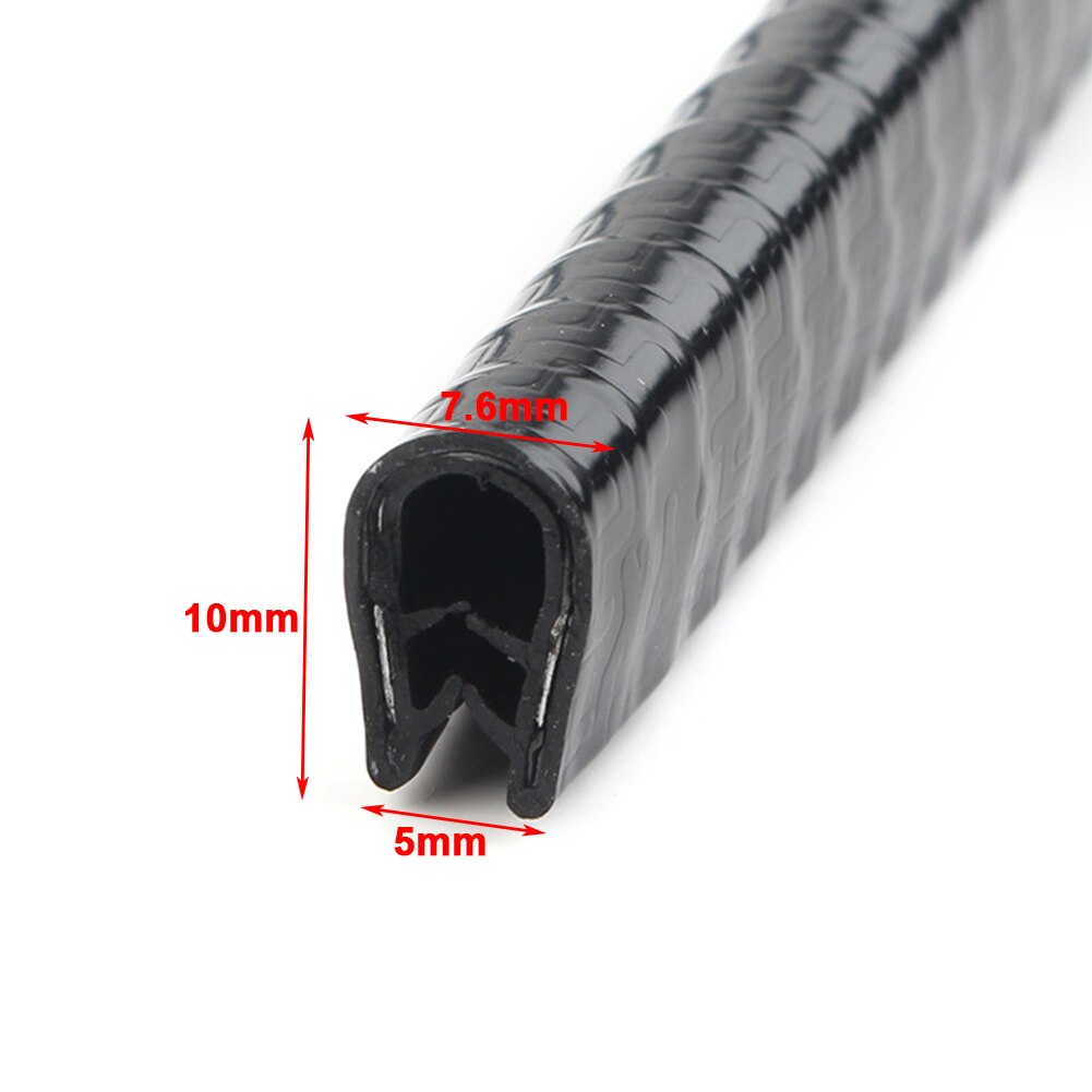 Black 10feet 3M Car Universal Door Trim Edge Lock Guard Moulding Rubber Seal Strip Protector