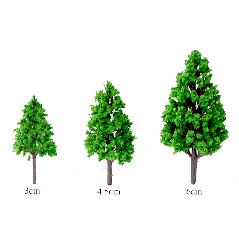 10Pcs Poplar Plastic Trees Model Light Green Leaves Railroad Railway Scene Scenery Landscape for Architecture Park Street Layout