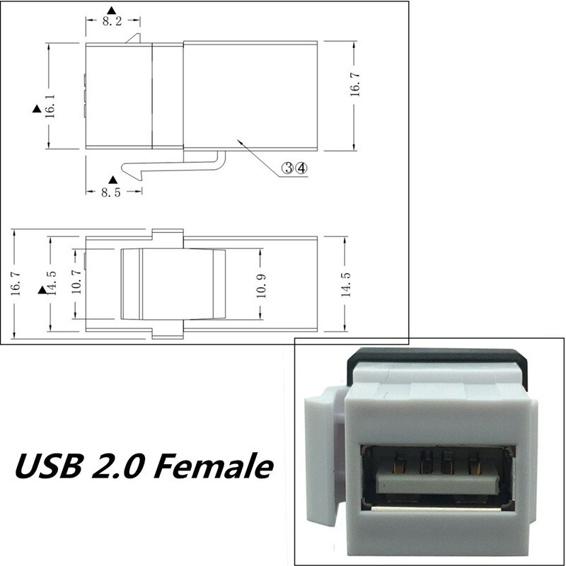 Keystone USB 2.0 Male to Female / Female to Female with 20CM short cable