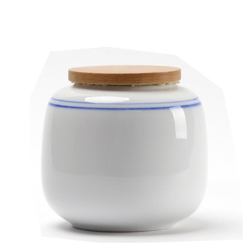 Retro Bamboo Lid Seal Ceramic Tea Cans Food Storage Chinese Pastoral Style Porcelain Mini Sealed Tea Caddy Candy Jars Canister: A