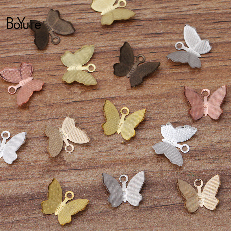 BoYuTe 100Pcs 11*13MM Schmetterling Charms Diy Hand Made Metall Messing Zubehör Teile für Haar Schmuck Machen