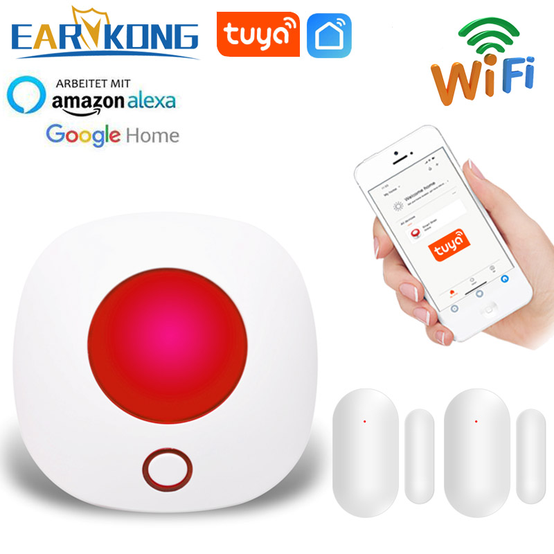 Tuyasmart wifi kodin murtohälytinjärjestelmä 433 mhz langaton strobo sireeni kodin hälytys smart life / tuyasmart / alexa / google home -sovellus: B / Pistoke