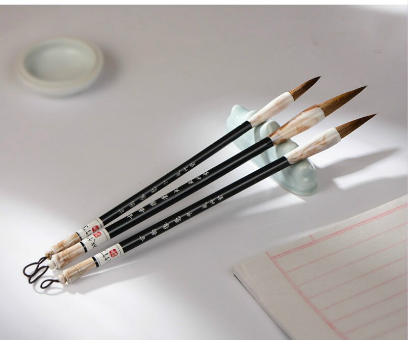 Chinese Calligraphy Pen White Clouds Multiple Hair Brush Pen 9pcs Weasel Hair Chinese Painting Calligraphy Brushes Tinta China