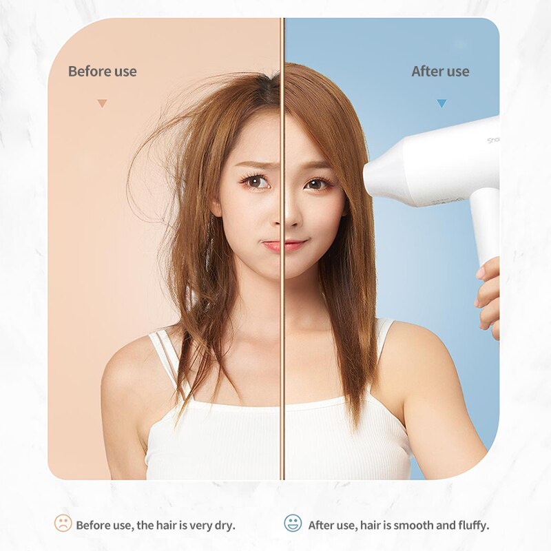 Xiaomi Hair Dryer SHOWSEE A1-W Anion Negative Ion Care Professinal Quick Dry Home 1800W Portable Hairdryer Diffuser Constant