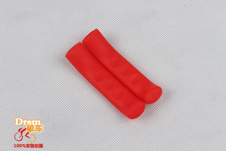 MTB Mountain Road Vouwen Vaste Gear Fiets V Brake Hand Hevels siliconen silicagel beschermer mouwen cover: red