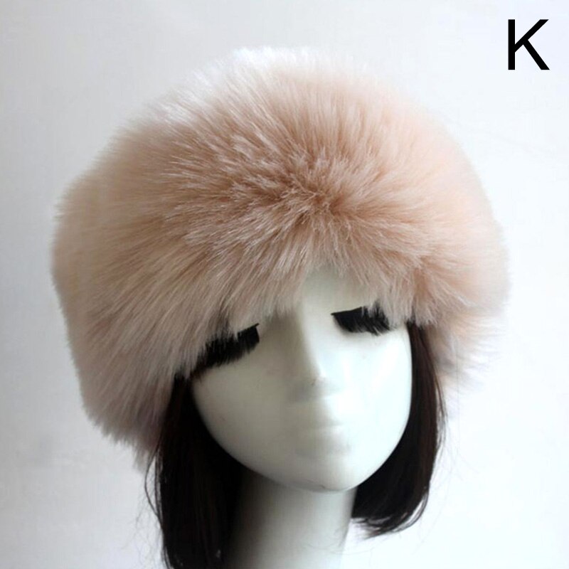 Winter Dikke Harige Haarband Fluffy Russische Faux Fur Vrouwen Meisje Bont Hoofdband Hoed Winter Outdoor Earwarmer Ski Hoeden Hoofddeksels: K