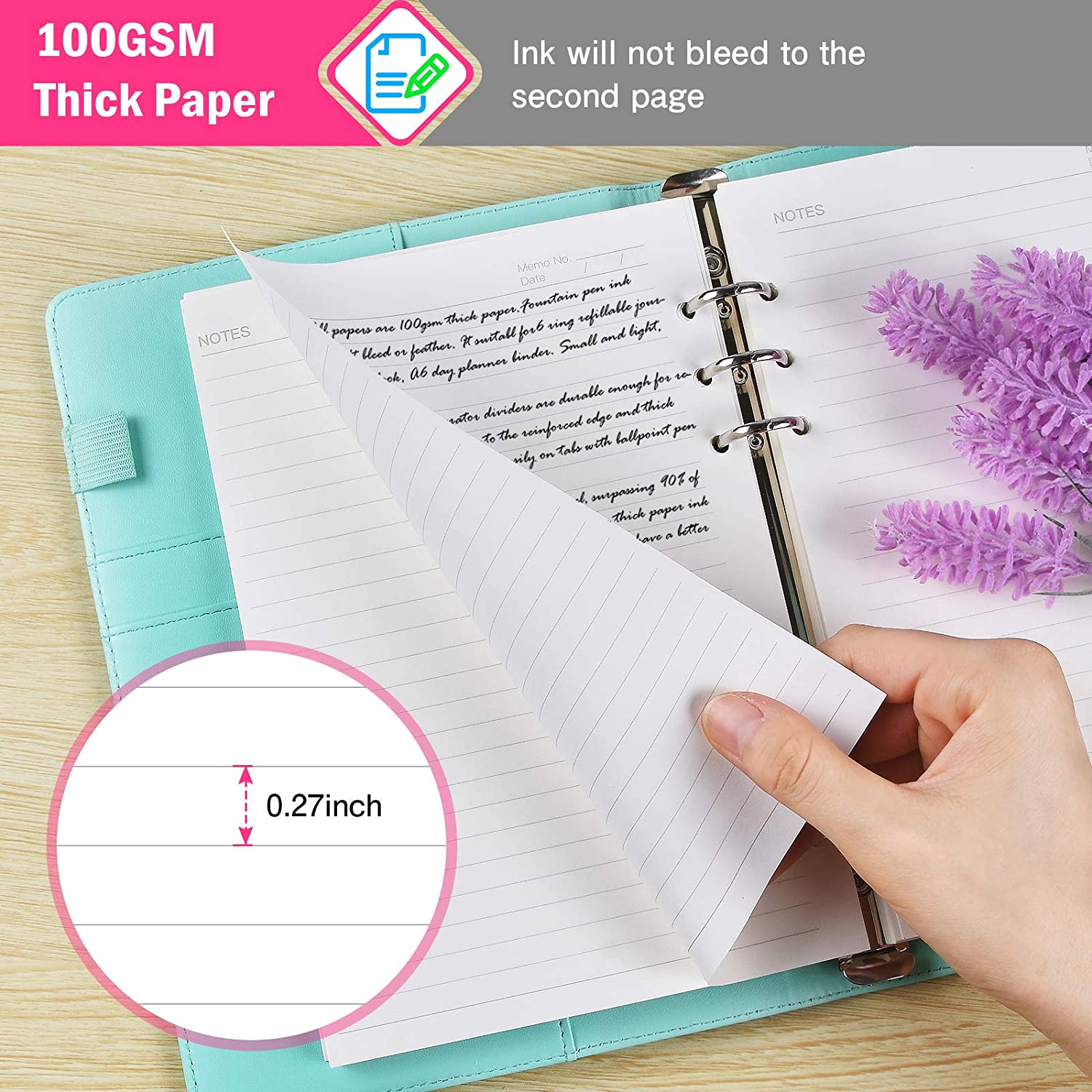 2021 Planner ricarica carta A6 6 fori raccoglitore Notebook ricariche per 6 anelli raccoglitore ricaricabile agenda organizzatore con tasche