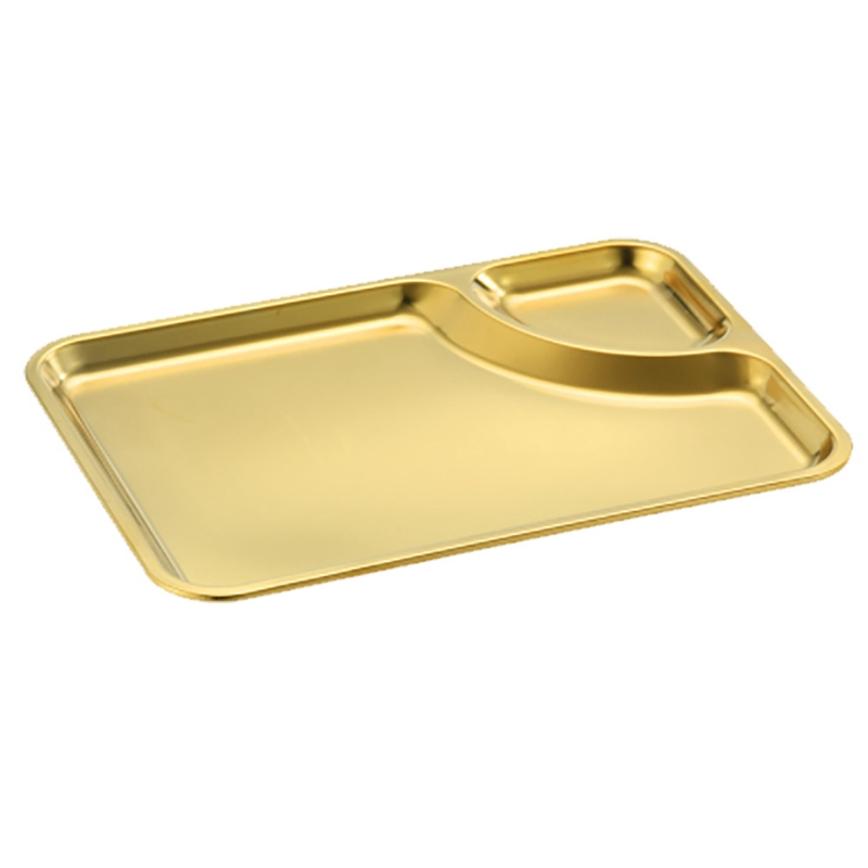 Stainless Steel Plate Rectangular Tray Practical Flat-Bottom Tray Rectangular Tray Restaurant Flat Bottom Plate: violet