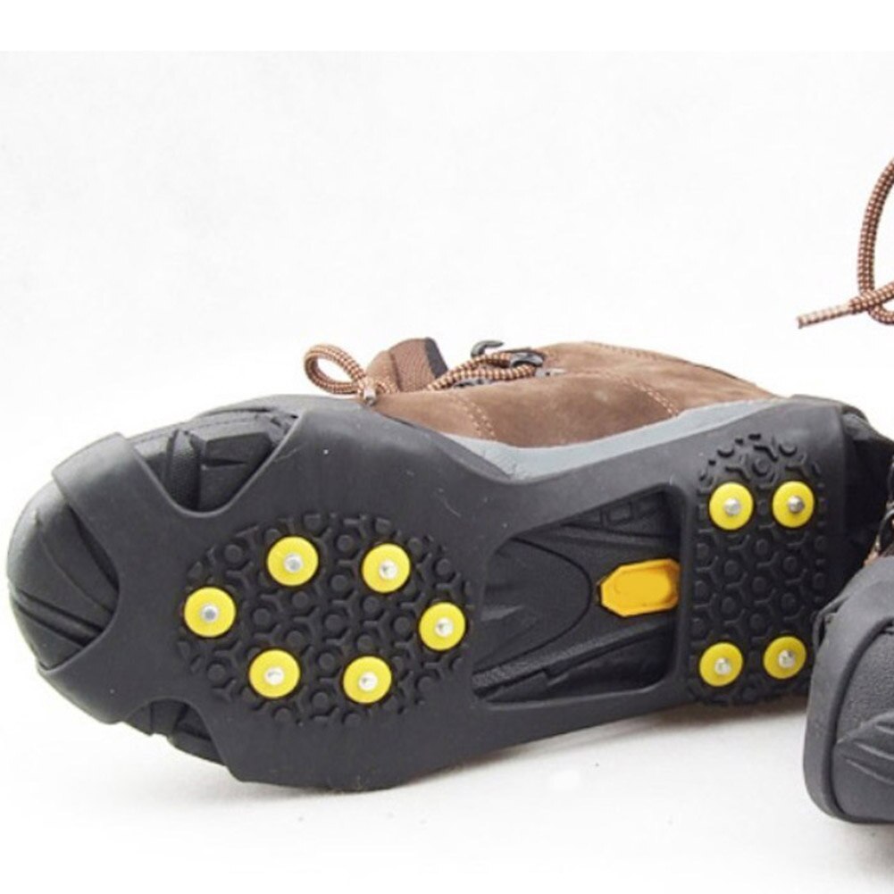Crampones de 10 tacos antideslizantes para nieve, calzado de escalada en hielo, pinchos de agarre Universal para exteriores, crampones de tamaño de Punta S-XL