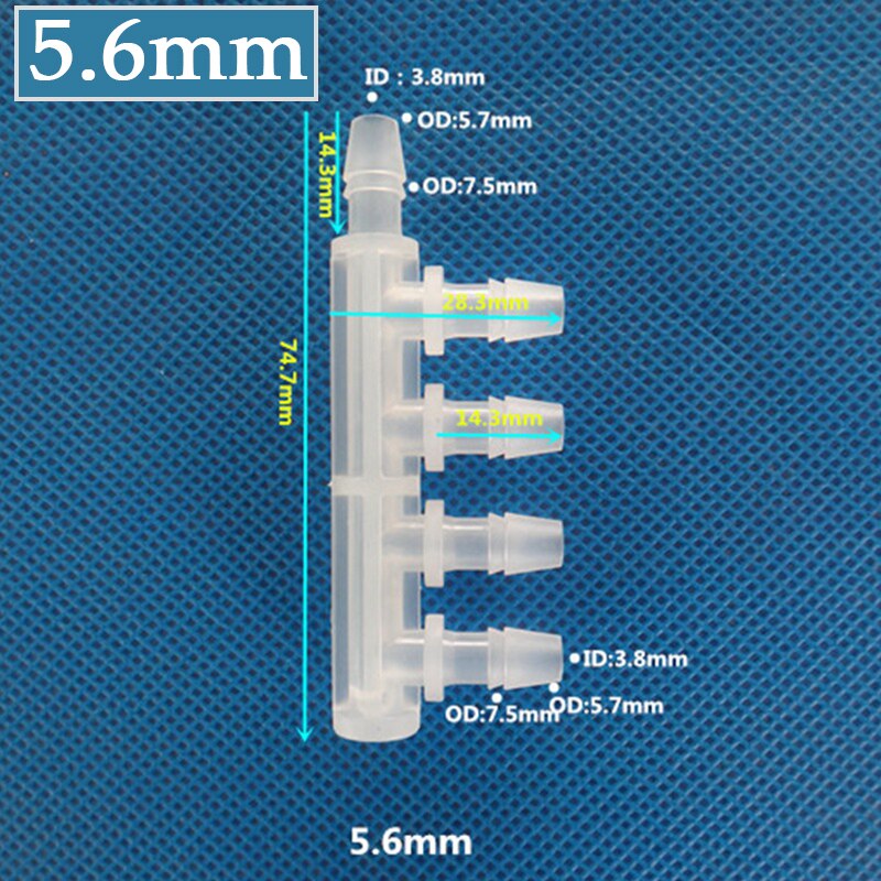 10Pcs 2.4~9.5mm PP 5-Way Connector Food Grade Equal Dia Side FIve-Ways Joint Garden Irrigation Pipe Joints Aquarium Tank Adapter: 5.6mm