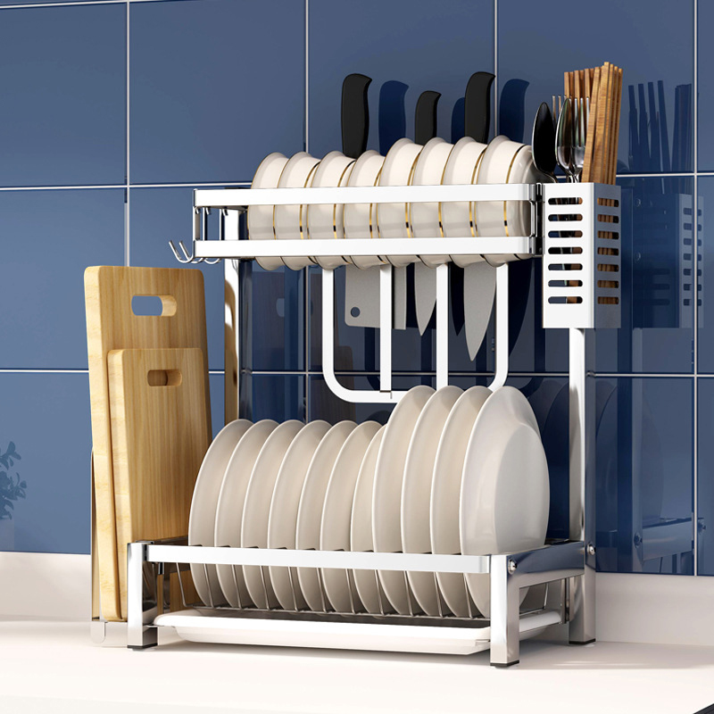 304 Stainless Steel Kitchen Shelf Rack Drying Drain Storage Holders Kitchen Plate Dish Cutlery Cup Drain Rack Kitchen Organizer