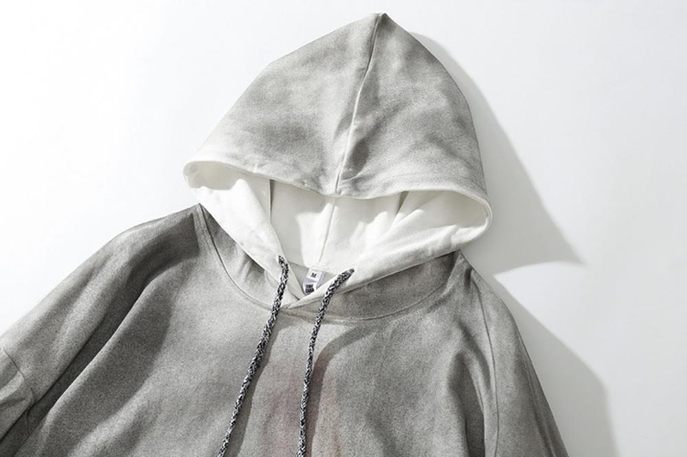 Herre dame langærmet snoretræk grå hættetrøje oversize unisex bomuld hip hop skjorte skøjteløb afslappet sport loose fit sweatshirt