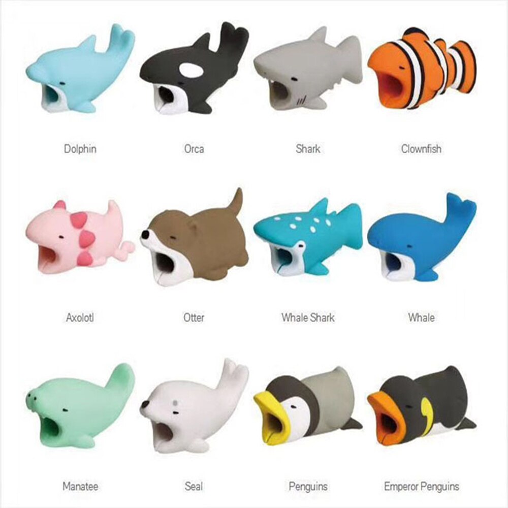 cute animal phone cord protector Earphone pendant USB charger cable clips tiger cat Clownfish Polar bear quick
